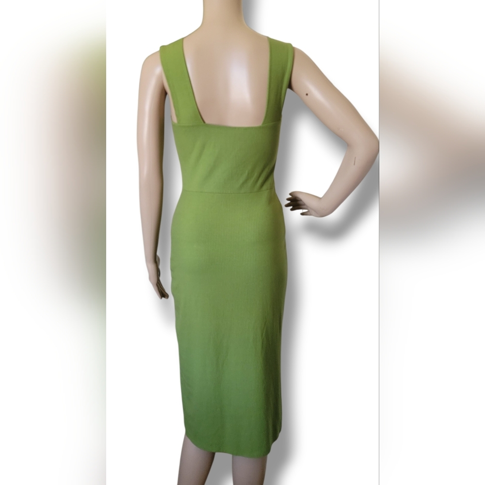 Reformation Cassi Ribbed Stretch Tencel Midi Dress Avocado M 🥑 - Picture 5 of 10
